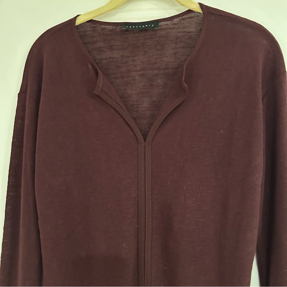 Sanctuary Maroon Rayon Blend Long Sleeve V-Neck Pullover Sweater sz Small